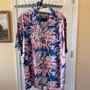Tommy Bahama Blue and Pink Floral Casual Button Down Shirt